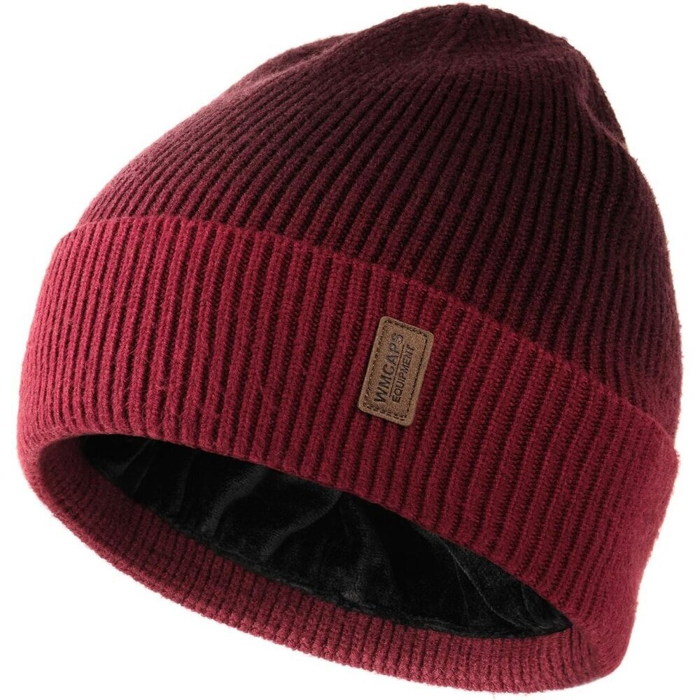 Men's Red Tie Dye Fleece Lined Beanie Soft Winter Warm Ski Stocking Knit Hat